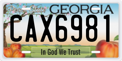 GA license plate CAX6981