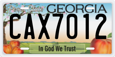 GA license plate CAX7012