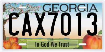 GA license plate CAX7013