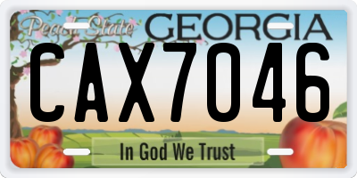 GA license plate CAX7046