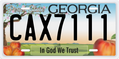 GA license plate CAX7111