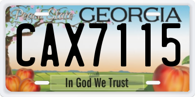 GA license plate CAX7115
