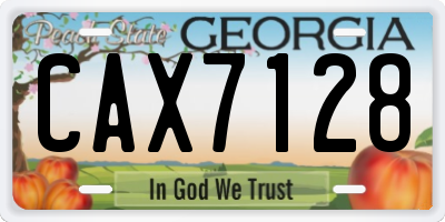 GA license plate CAX7128