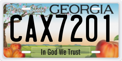 GA license plate CAX7201