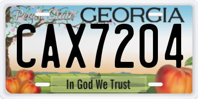 GA license plate CAX7204