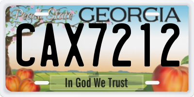 GA license plate CAX7212