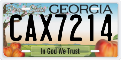GA license plate CAX7214