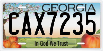 GA license plate CAX7235