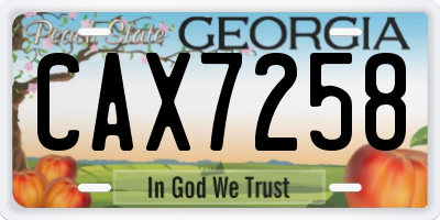 GA license plate CAX7258