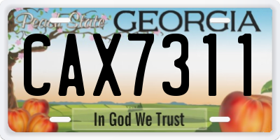 GA license plate CAX7311