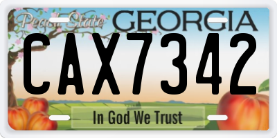 GA license plate CAX7342