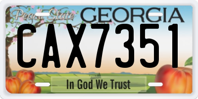 GA license plate CAX7351