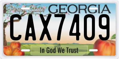 GA license plate CAX7409