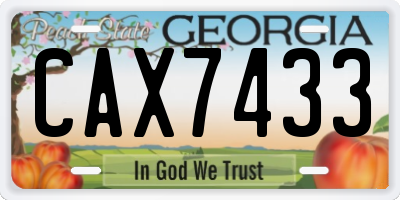 GA license plate CAX7433