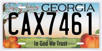 GA license plate CAX7461
