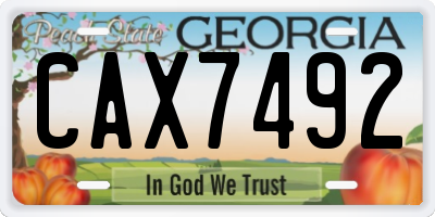 GA license plate CAX7492