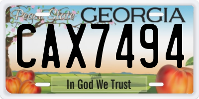 GA license plate CAX7494