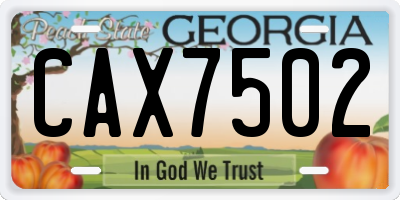 GA license plate CAX7502