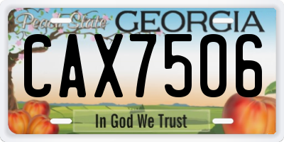 GA license plate CAX7506
