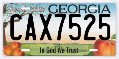 GA license plate CAX7525