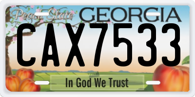 GA license plate CAX7533