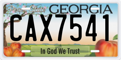 GA license plate CAX7541