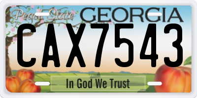 GA license plate CAX7543