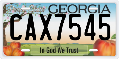 GA license plate CAX7545