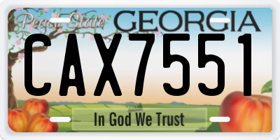 GA license plate CAX7551