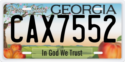 GA license plate CAX7552