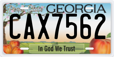 GA license plate CAX7562