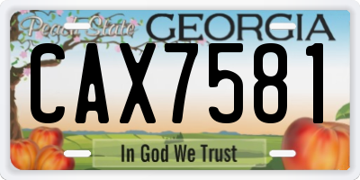 GA license plate CAX7581