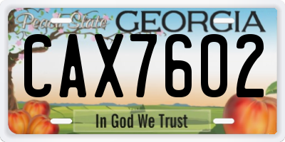 GA license plate CAX7602