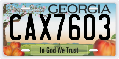 GA license plate CAX7603