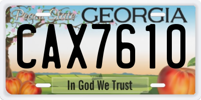 GA license plate CAX7610