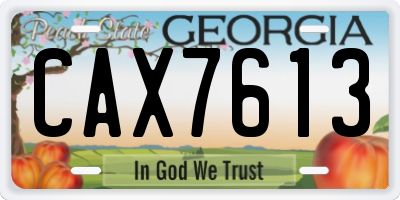 GA license plate CAX7613