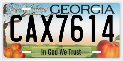 GA license plate CAX7614