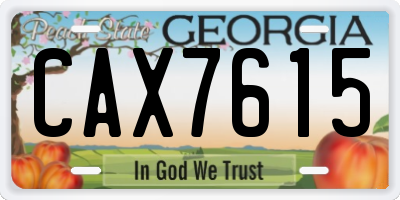 GA license plate CAX7615