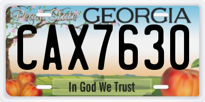 GA license plate CAX7630