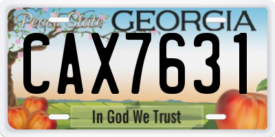 GA license plate CAX7631