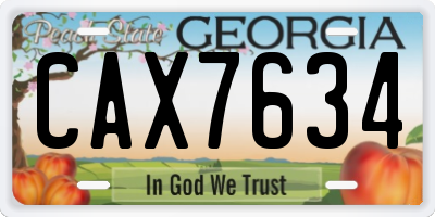 GA license plate CAX7634