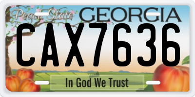 GA license plate CAX7636