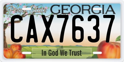 GA license plate CAX7637