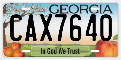 GA license plate CAX7640