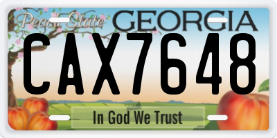 GA license plate CAX7648