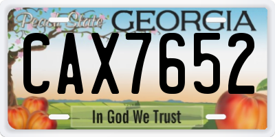GA license plate CAX7652