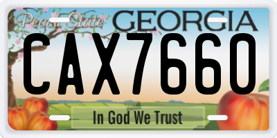 GA license plate CAX7660