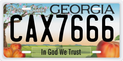 GA license plate CAX7666