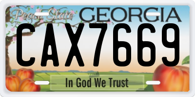 GA license plate CAX7669
