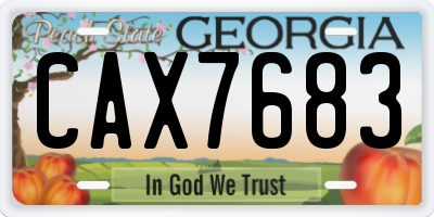GA license plate CAX7683